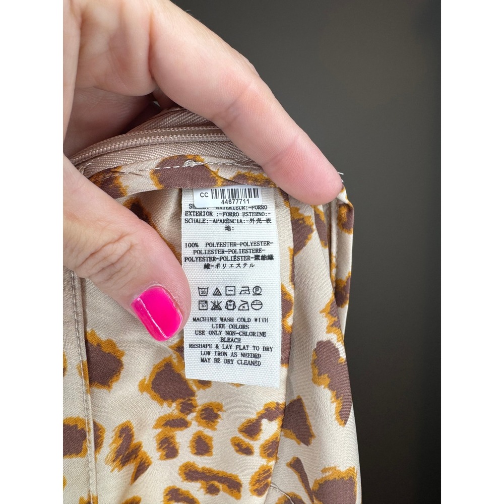 Free People Leopard Print Satin Midi Skirt Tan Brown Animal Print Size 8 - Picture 3 of 5